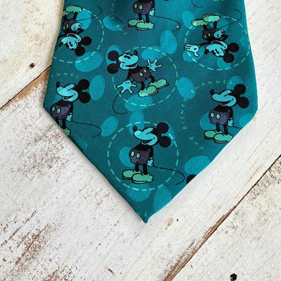 Disney Other - DISNEY CHANNEL Vintage silk neck tie Mickey Mouse cartoon aqua teal RARE 90s EUC